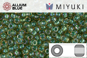 MIYUKI丸シードビーズ (RR11-0375) 丸小ビーズ 11/0 - Light Blue Lined Light Topaz Luster