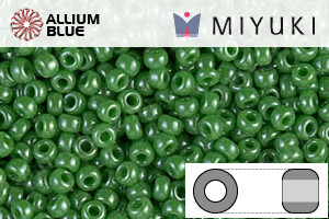 MIYUKI Round Rocailles Seed Beads (RR11-0431) 11/0 Small - Opaque Jade Green Luster - Click Image to Close