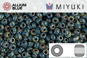 MIYUKI Round Rocailles Seed Beads (RR11-4516) 11/0 Small - Opaque Dark Teal Picasso - Haga Click en la Imagen para Cerrar