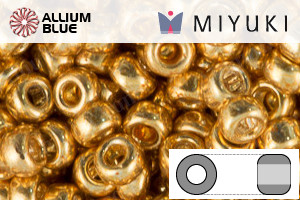 MIYUKI丸シードビーズ (RR8-0182) 丸大ビーズ - 外銀メッキ着色ゴールド - ウインドウを閉じる