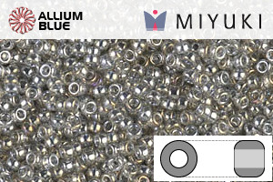 MIYUKI Round Rocailles Seed Beads (RR15-1881) 15/0 Extra Small - Transparent Silver Gray Gold Luster - Click Image to Close