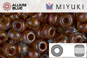 MIYUKI Round Rocailles Seed Beads (RR6-4501) 6/0 Extra Large - Transparent Light Topaz Picasso