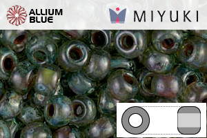MIYUKI Round Rocailles Seed Beads (RR6-4506) 6/0 Extra Large - Transparent Sea Foam Picasso - Click Image to Close