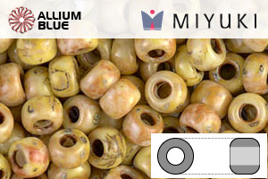 MIYUKI Round Rocailles Seed Beads (RR6-4512) 6/0 Extra Large - Opaque Yellow Picasso - Click Image to Close