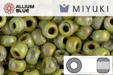 MIYUKI Round Rocailles Seed Beads (RR6-4515) 6/0 Extra Large - Opqaue Chartreuse Picasso