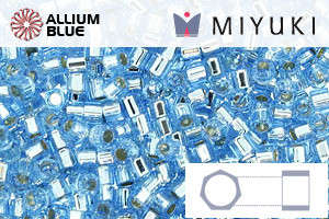 MIYUKI Delica® Seed Beads (DBMC0044) 10/0 Hex Cut Medium - Silver Lined Aqua - Click Image to Close