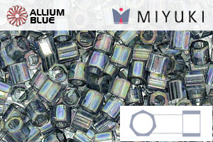 MIYUKI Delica® Seed Beads (DBLC0111) 8/0 Hex Cut Large - Transparent Blue Gray Rainbow Gold Luster - Click Image to Close