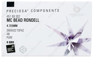 PRECIOSA Rondelle Bead 5 mm sm.topaz AB factory pack