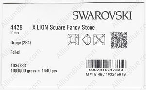 SWAROVSKI 4428 2MM GREIGE F factory pack