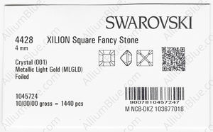 SWAROVSKI 4428 4MM CRYSTAL METLGTGOLD F factory pack