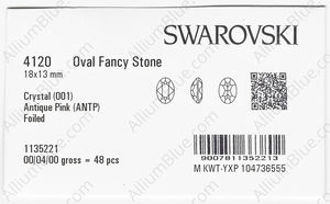 SWAROVSKI 4120 18X13MM CRYSTAL ANTIQUPINK F factory pack