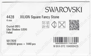 SWAROVSKI 4428 4MM CRYSTAL LILACSHADO F factory pack