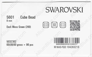 SWAROVSKI 5601 8MM DARK MOSS GREEN factory pack