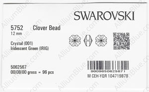 SWAROVSKI 5752 12MM CRYSTAL IRIDESGR factory pack