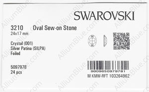 SWAROVSKI 3210 24X17MM CRYSTAL SILVER-PAT F factory pack