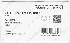 SWAROVSKI 2808 6MM CRYSTAL BLACK-PAT M HF factory pack