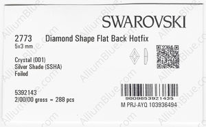 SWAROVSKI 2773 5X3MM CRYSTAL SILVSHADE M HF factory pack