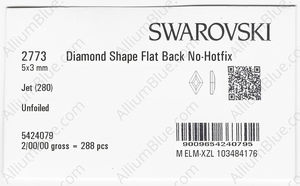 SWAROVSKI 2773 5X3MM JET factory pack