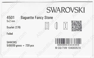 SWAROVSKI 4501 5X2MM SCARLET F factory pack