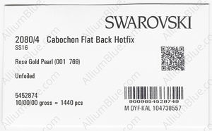 SWAROVSKI 2080/4 SS 16 CRYSTAL ROGOPEARL HF factory pack