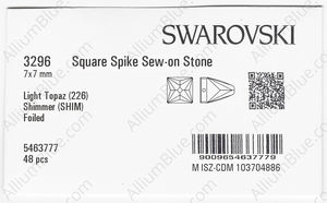 SWAROVSKI 3296 7X7MM LIGHT TOPAZ SHIMMER F factory pack