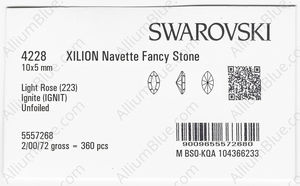 SWAROVSKI 4228 10X5MM LIGHT ROSE IGNITE factory pack