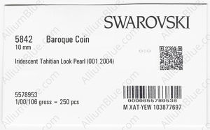 SWAROVSKI 5842 10MM CRYSTAL IRID TAHIT LOOK PRL factory pack