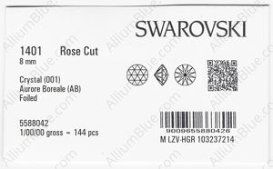 SWAROVSKI 1401 8MM CRYSTAL AB F factory pack