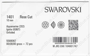 SWAROVSKI 1401 10MM AQUAMARINE IGNITE factory pack