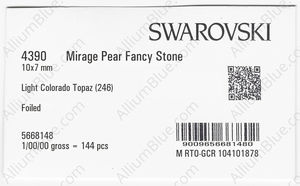 SWAROVSKI 4390 10X7MM LIGHT COLORADO TOPAZ F factory pack