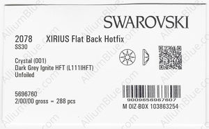 SWAROVSKI 2078 SS 30 CRYSTAL DKGREY_I HFT factory pack